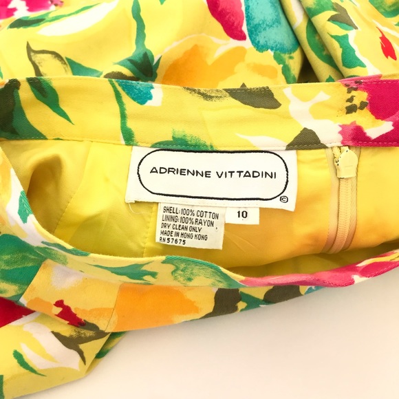 Adrienne Vittadini Yellow Water Color Floral Skirt - Picture 4 of 6